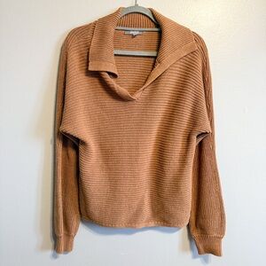 Marled Reunited Clothing Brown Collared Knit Sweater Cozy Pullover Relaxed Fit M